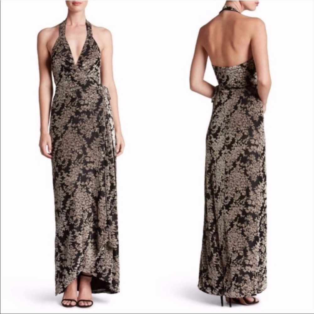Dress the Population Black and Gold Maxi Dress